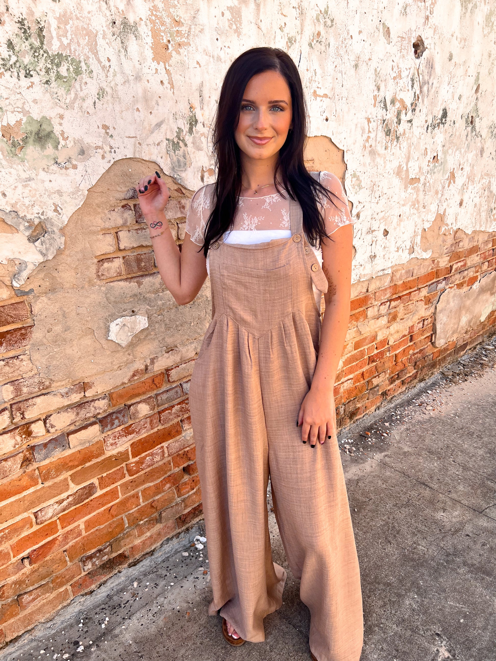 Leah Buttoned And Pleated Wide Leg Jumpsuit-Apparel & Accessories-HYFVE-BIN D3,dress,FD 02/18/25,HF25A143-The Twisted Chandelier