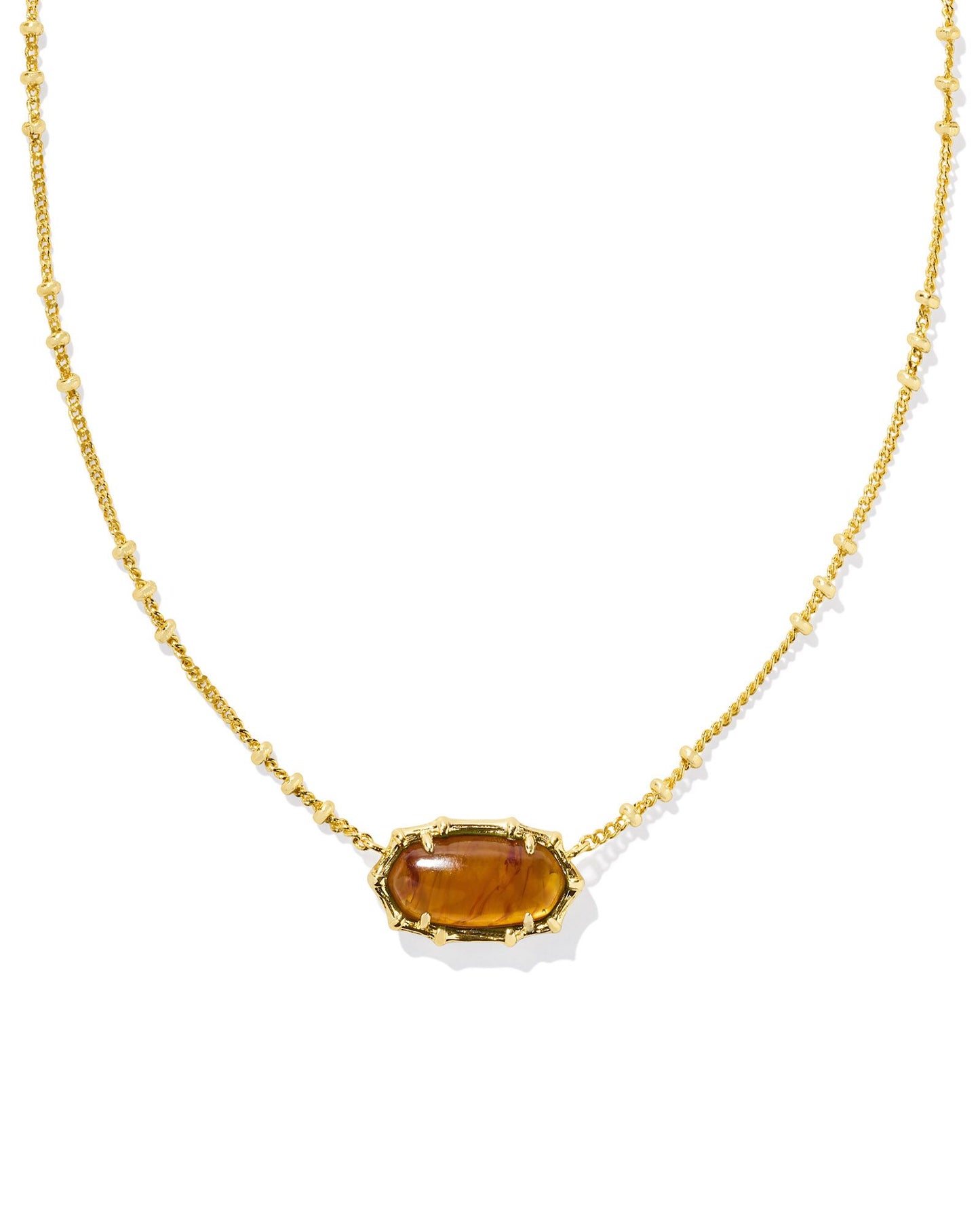 Kendra Scott Elisa Bamboo Frame Short Pendant Necklace Gold Marble Amber Illusion-Necklaces-Kendra Scott-CR 09/05/24, FD 09/10/24, N00727GLD-The Twisted Chandelier