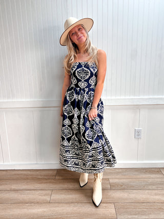 Georgia Printed Strapless Midi Dress-Dress-ENTRO-DJR,FD 04/14/26-The Twisted Chandelier