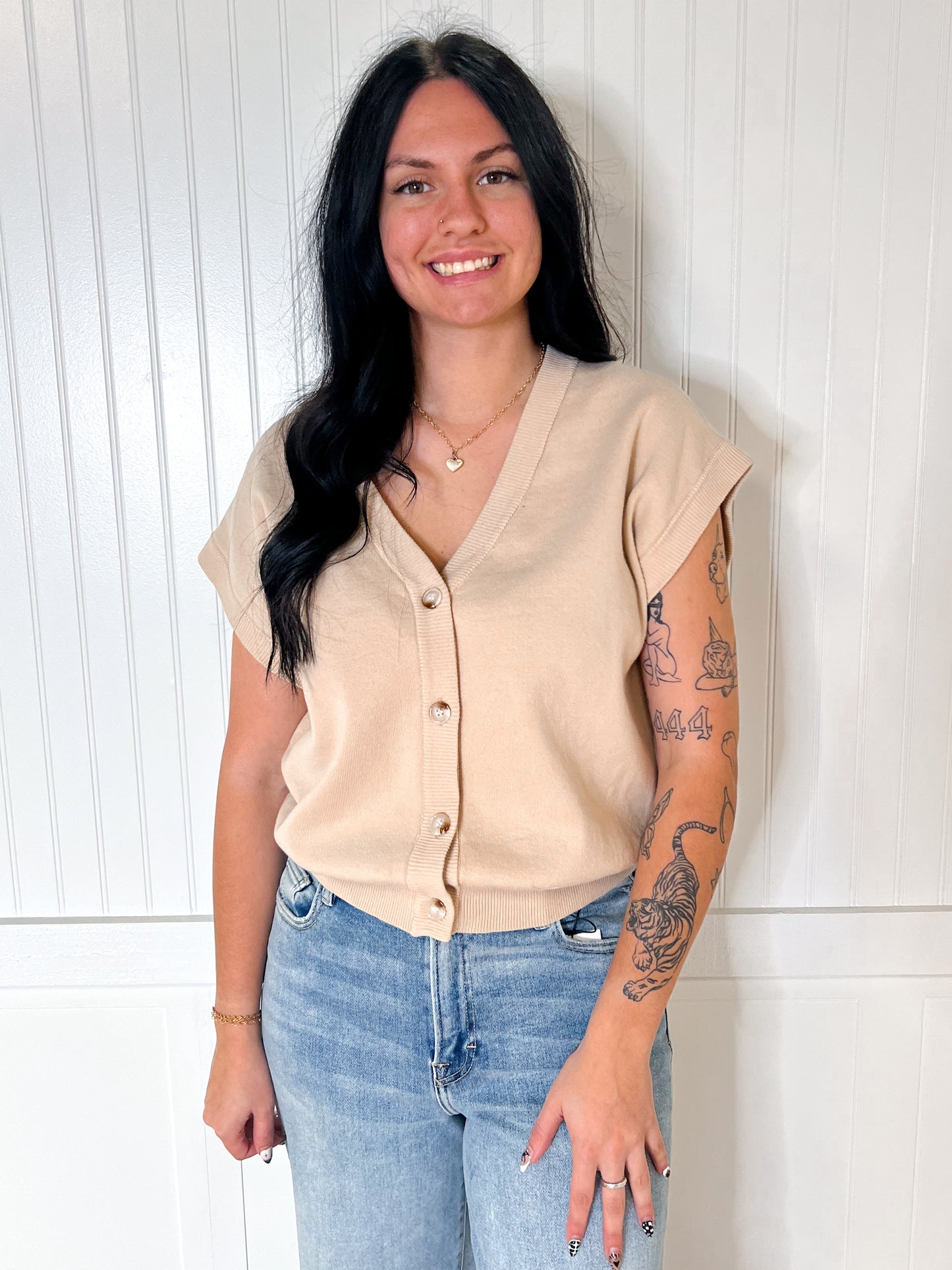 Dannah Multi Way Soft Cotton Button Down Sweater Vest Cardigan-Cardigan-in february-05/14/25,06/30/25,10/04/25,1st md,BIN A 3,FD 03/11/25,Tops Collection-The Twisted Chandelier