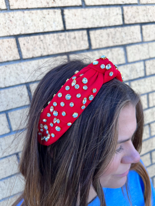 Red Jeweled Headband-Headband-Prickly Pear TX--The Twisted Chandelier