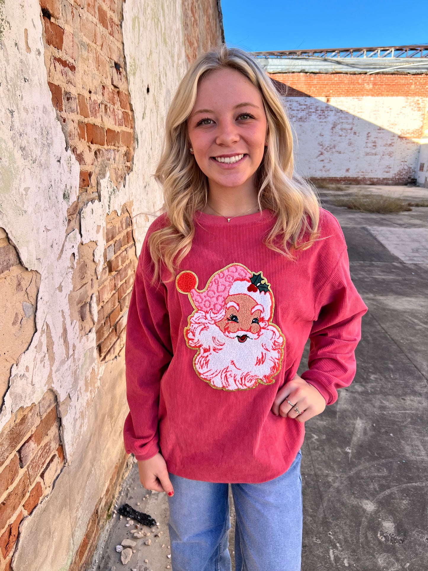 Christmas Santa Claus Sparkle Corded Sweatshirt-Sweatshirt-fashionworks-Christmas tote ct1,FD 12/03/24,Tops Collection-The Twisted Chandelier