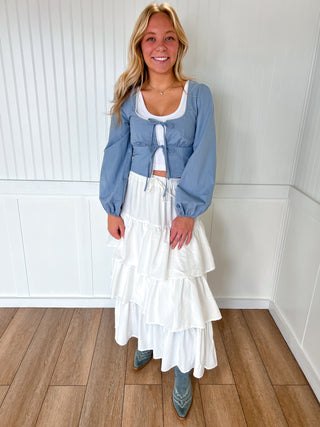 Lena Puff Long Sleeve Scoop Neck Lace Trimmed Blouse-Shirts & Tops-LE LIS-03/02/26,05/14/25,06/30/25,1st md,Bin a4,FD 02/25/25,OGP 44.95,Tops Collection-The Twisted Chandelier