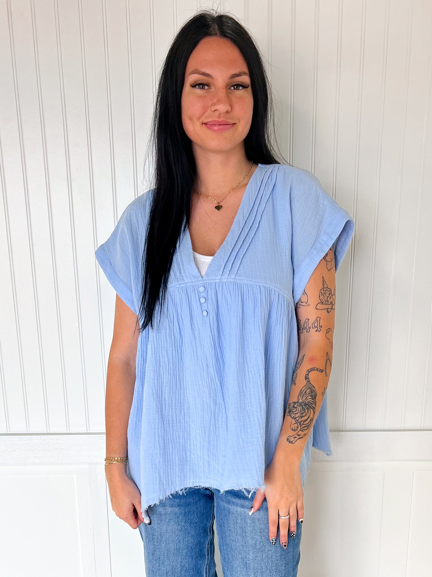 Lennie Cotton Gauze Short Sleeve Top-Oddi-Bin B4,FD 08/12/25,Tops Collection-The Twisted Chandelier