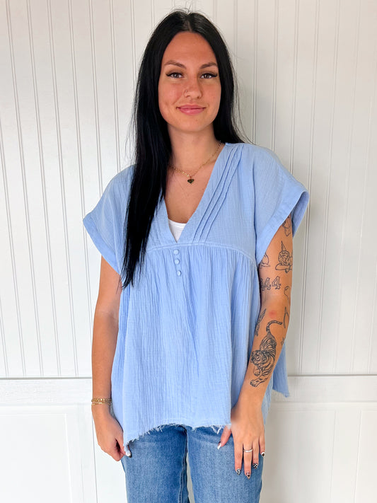 Lennie Cotton Gauze Short Sleeve Top-Oddi-Bin B4,FD 08/12/25,Tops Collection-The Twisted Chandelier