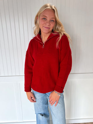 Myra Collared Half Zip-Up Long-Sleeve Knitted Sweater Top-Vine & Love-02/10/26,03/02/26,1/16/26,Double mystery bags,Winter bin-The Twisted Chandelier