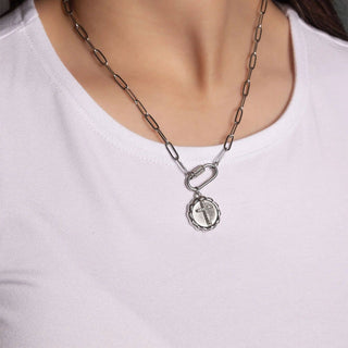 18K Gold PVD Stainless Steel Stone Cross Pendant-Stainless Steel Charm-WJW-The Twisted Chandelier