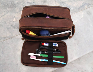 Buffalo Leather Toiletry Bag – Dopp Kit for Shaving & Travel-Billion Brothers-Men's-The Twisted Chandelier