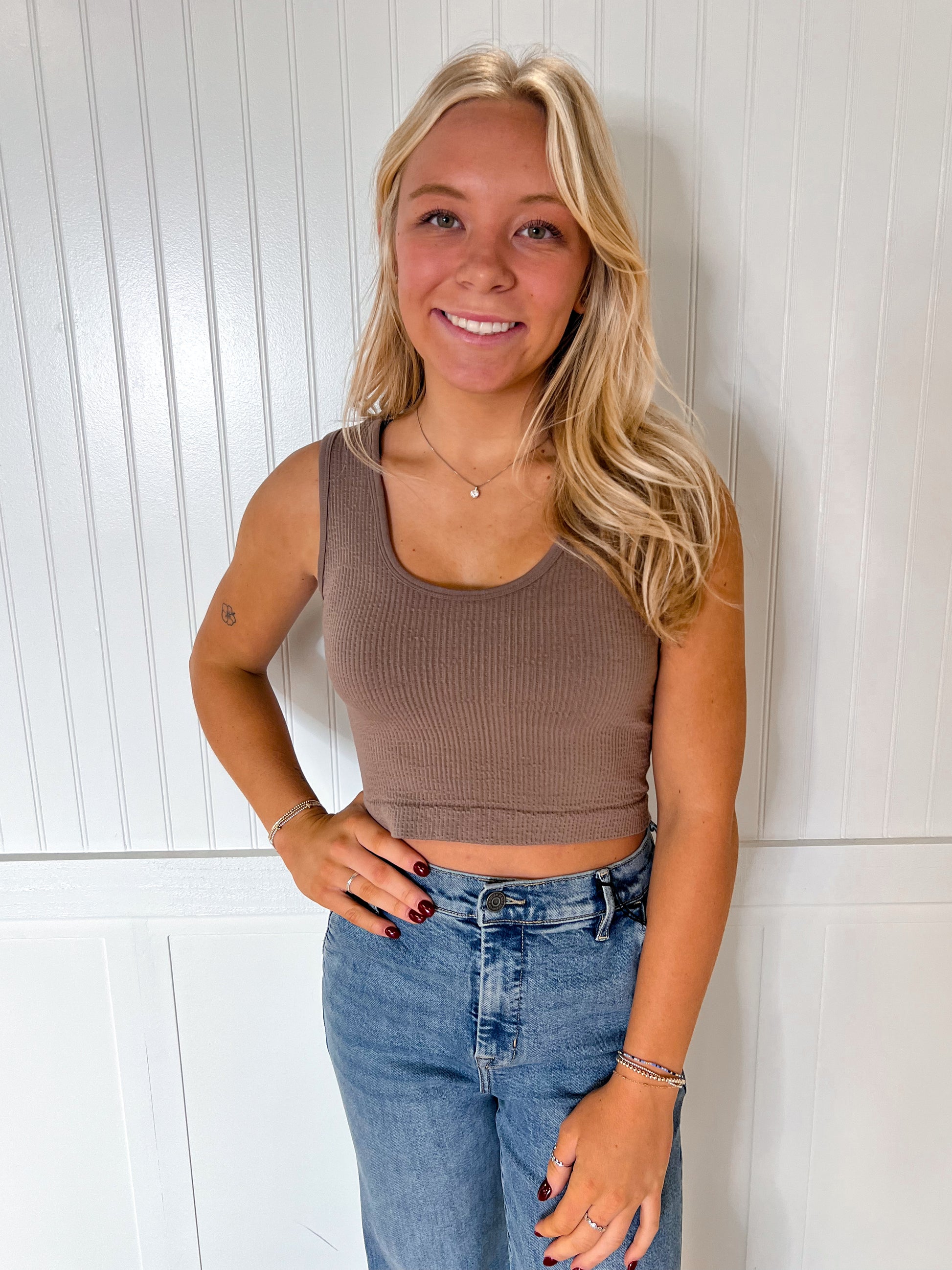 Jordan Seamless Sleeveless UV Neck Reversible Tank Top - Walnut-By Together-Bin B5,FD 08/19/25,Tops Collection-The Twisted Chandelier