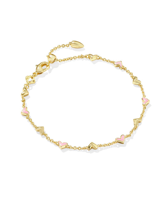 Kendra Scott Haven Delicate Chain Bracelet Gold Pink Enamel-Bracelets-Kendra Scott-B1370GLD, CR 09/30/24, FD 10/01/24-The Twisted Chandelier