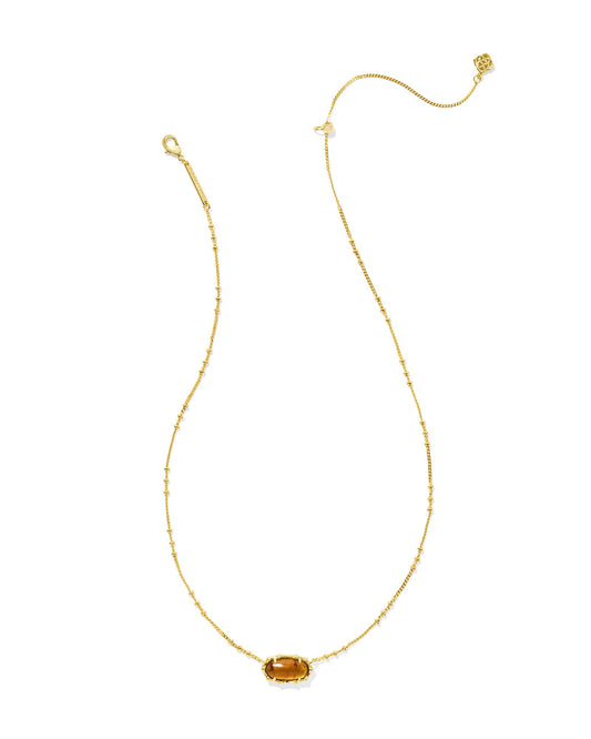 Kendra Scott Elisa Bamboo Frame Short Pendant Necklace Gold Marble Amber Illusion-Necklaces-Kendra Scott-CR 09/05/24, FD 09/10/24, N00727GLD-The Twisted Chandelier