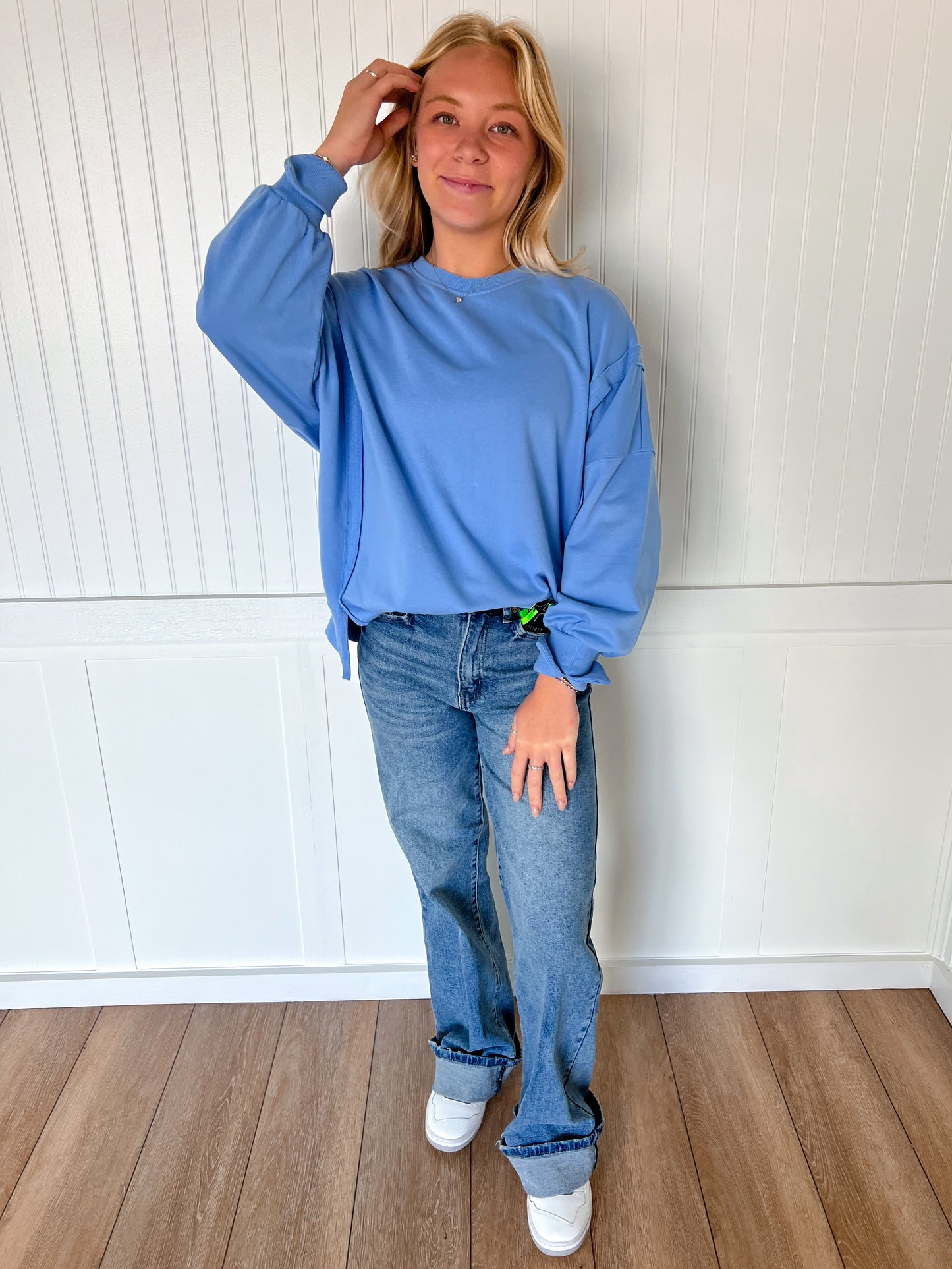 Skyla Oversized Slit Detailed Sweatshirt-Sewn and Seen-Bin a4,FD 09/30/25,Tops Collection-The Twisted Chandelier