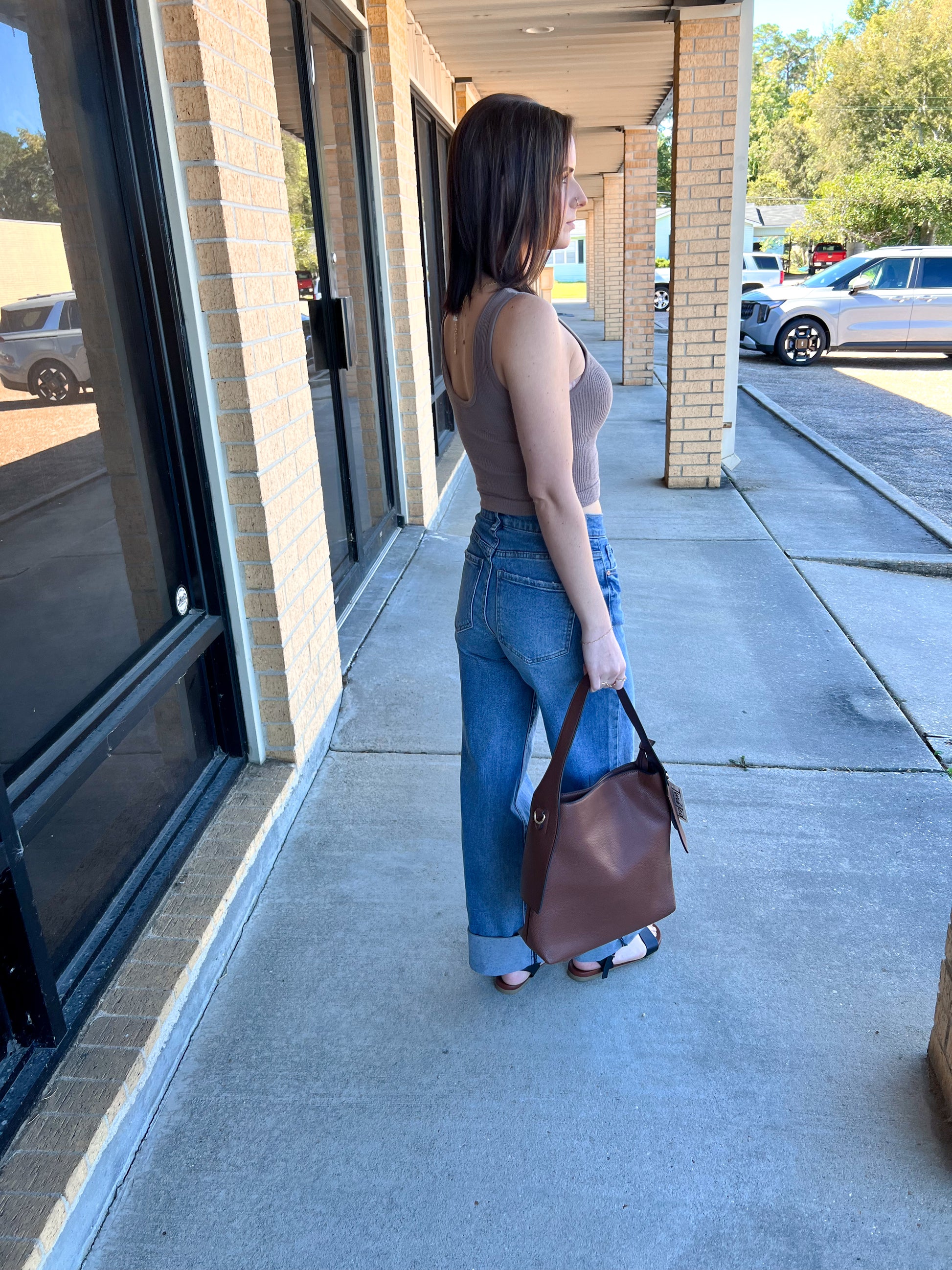 Harlow Cuff Up Medium Stone Wide Leg Jeans-Vibrant M.i.U-Bin a4,bottoms-The Twisted Chandelier