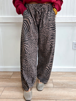 Sylvie Mixed Zebra & Cheetah Barrel Pants