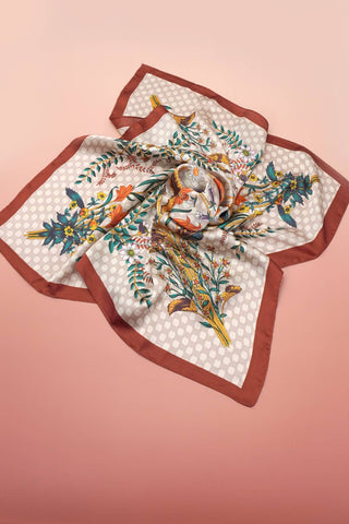 Large Floral Print Bandana Scarf-Scarf-JOSSLYN by wall to wall-40SC697-Brown-The Twisted Chandelier