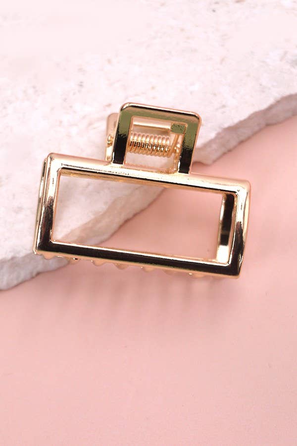 Mini Gold Rectangle Bow Heart Hair Claw Clips-JOSSLYN by wall to wall-The Twisted Chandelier