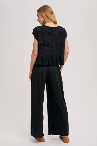 Bellamy Relaxed Knit Smocked Top and Wide Pants Set-Outfit Sets-Bluivy-Fall Favorites,NewArrival-The Twisted Chandelier