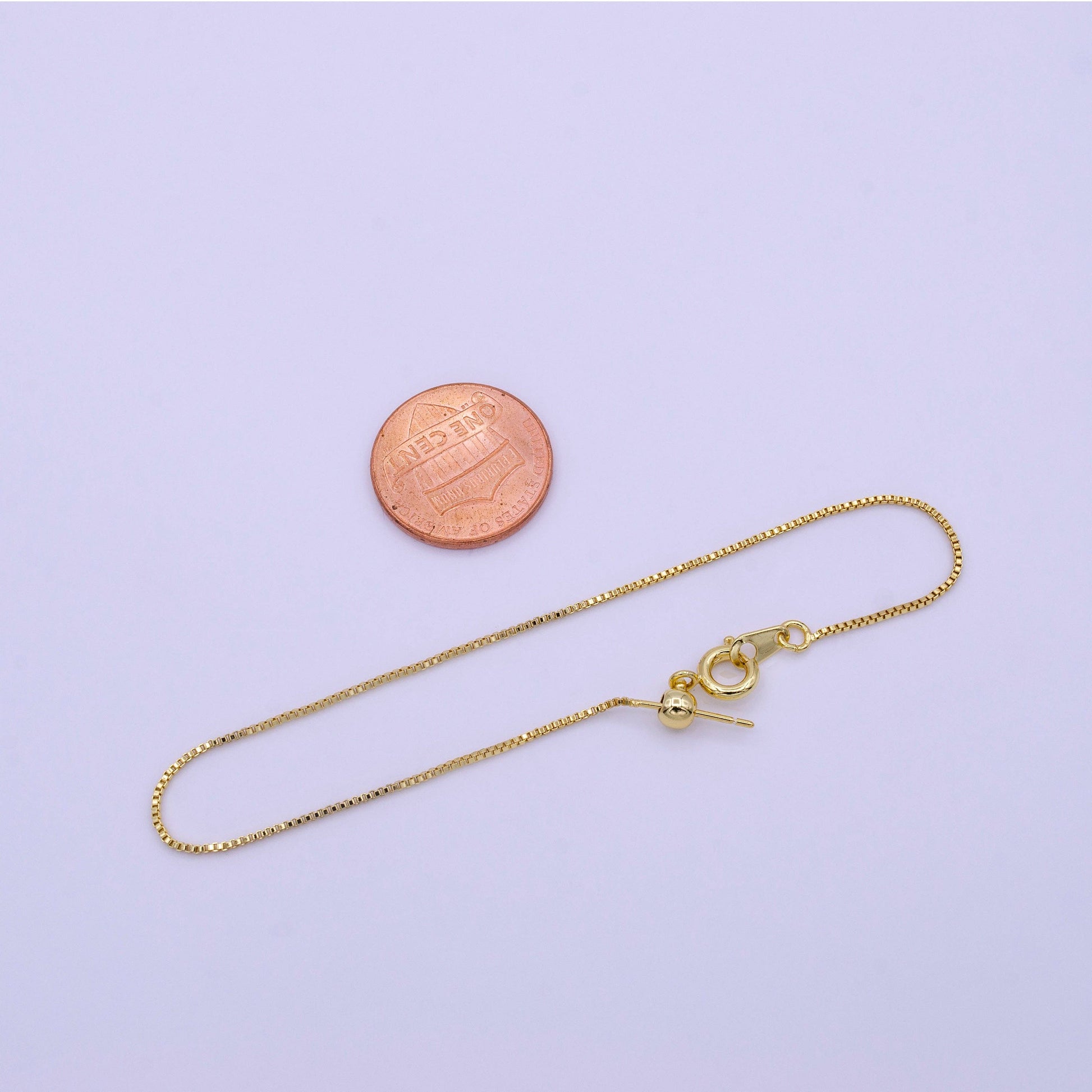 1x 16.5"/19"Gold Filled Adjustable Box Chain Slider Necklace-Aim Eternal-The Twisted Chandelier