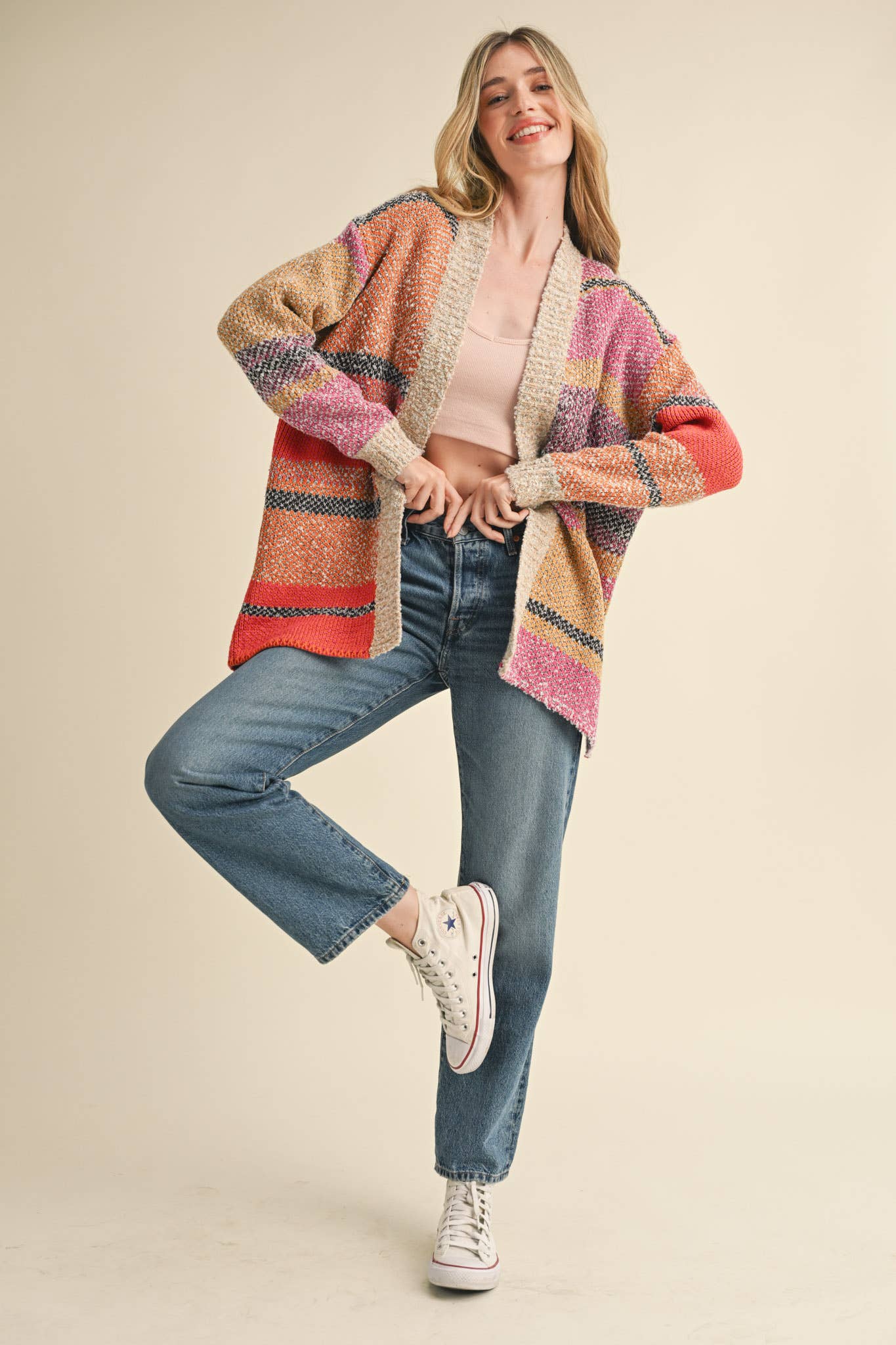 OVERSIZED COLOR BLOCK CARDIGAN MSW10038-&MERCI-The Twisted Chandelier