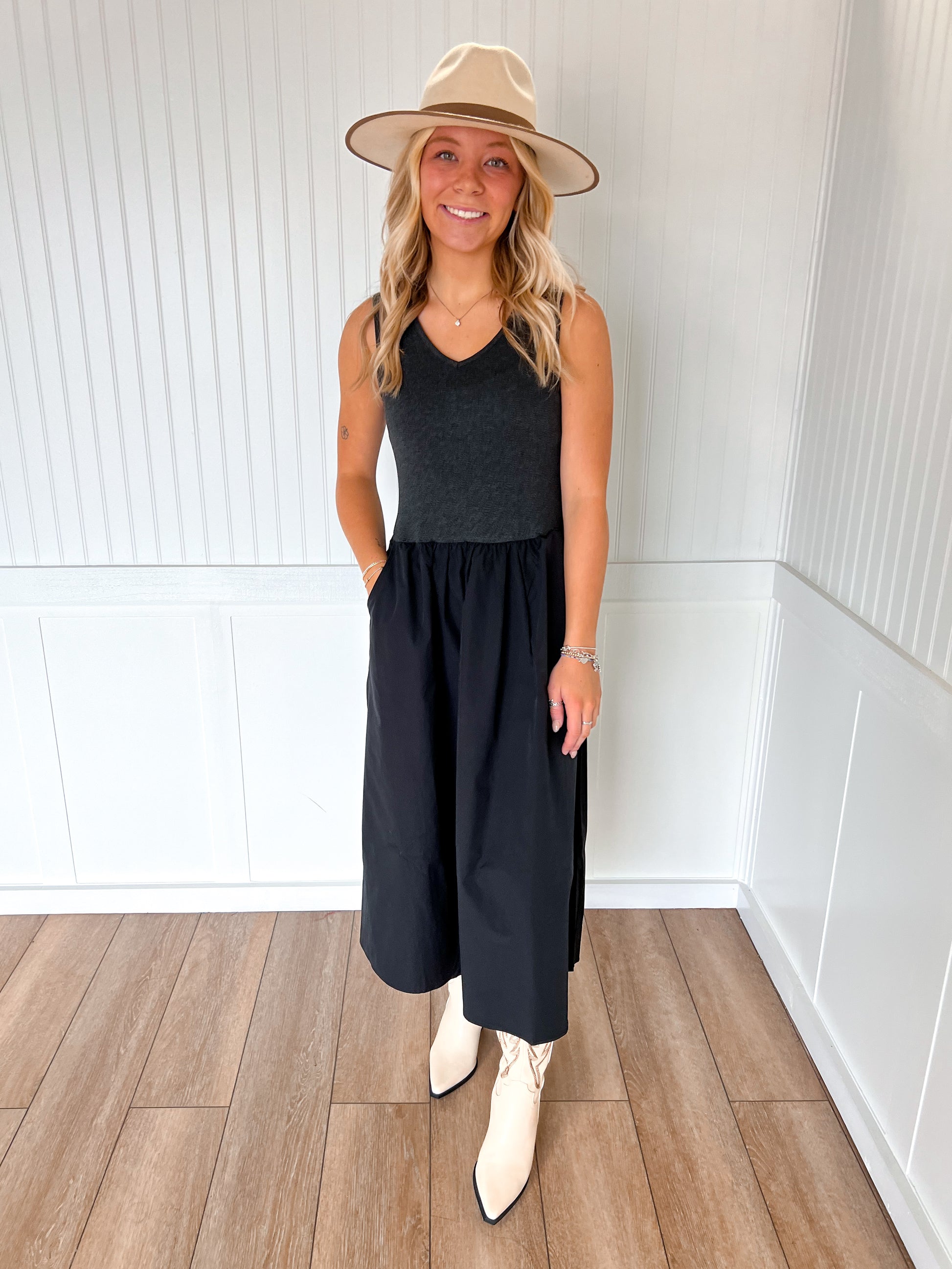 Jaiden Sleeveless Neck Midi Dress-Naked Zebra-DJR-The Twisted Chandelier