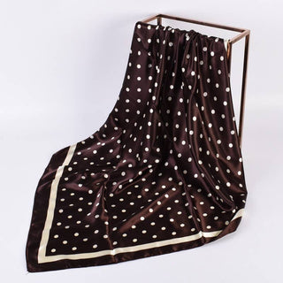 Large Polka Dot Print Bandana Scarf-Scarf-JOSSLYN by wall to wall-40SC694-Brown-The Twisted Chandelier