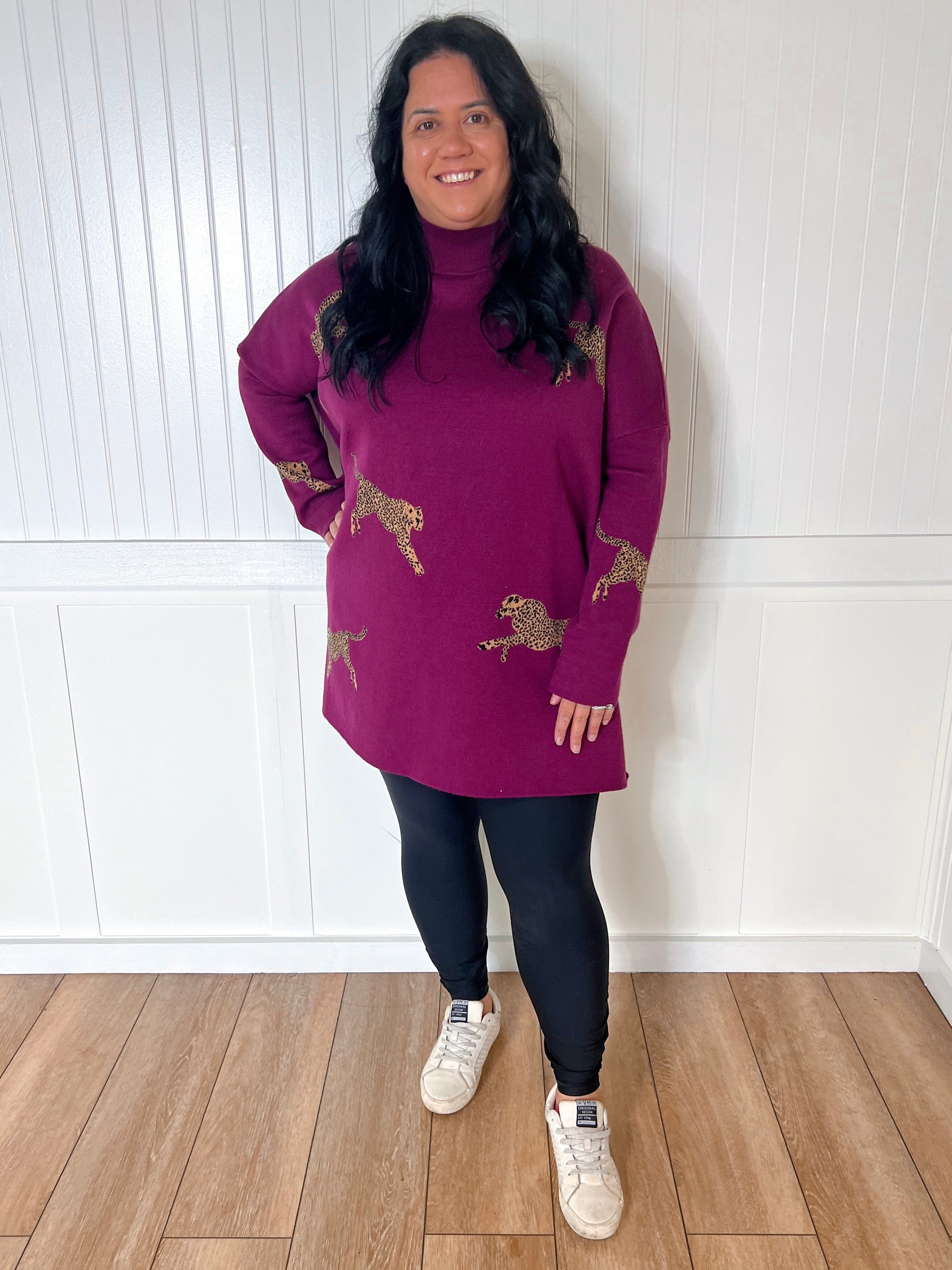 Annie Cheetah Print Mock Neck long Sleeve Sweater Top - Plus-Sweater-Entro-Max Retail,not on the floor only in totes,Tops Collection,Winter Tote T1-The Twisted Chandelier