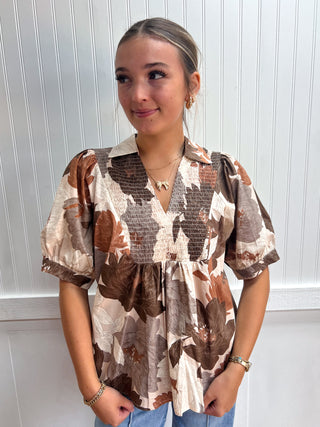 Cecily Floral Short Puff Sleeve Top