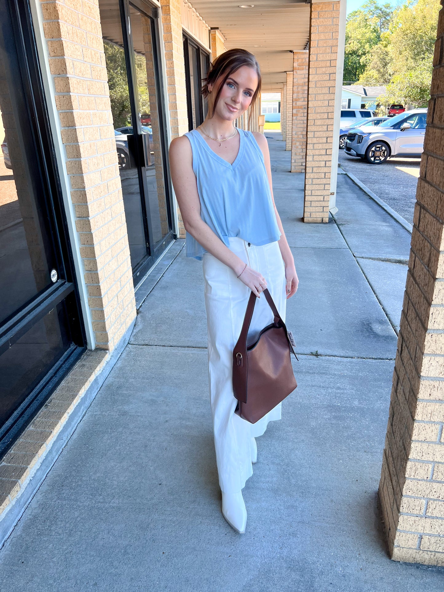 Marda Sleeveless Soft Knit Swing Crop Top - Blue-VERY J-07/24/25,1st md,Bin B5,FD 6/24/25,OGP 28.99,Tops Collection-The Twisted Chandelier