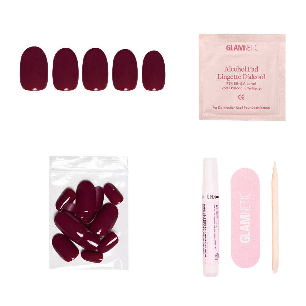 Berry Maroon Press-On Nails | Fall Solids | Short Round-Glamnetic-The Twisted Chandelier