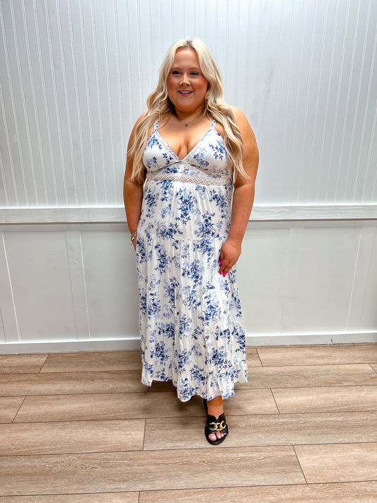 Rosalie V-Neck Lace Trim Printed Maxi Dress-ANGIE-C4D14-A598,DJR-The Twisted Chandelier