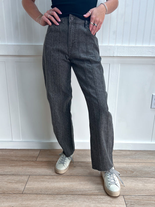 Sammie Brown Cheetah Seamed Barrel Jeans