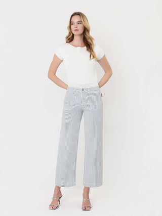 Hollis High Rise Patch Pocket Crop Striped Wide Leg Jeans-Pants-Lovervet by VERVET-bottoms,LV2292STR-The Twisted Chandelier