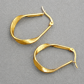 18K STAINLESS STEEL WATERPROOF TARNISH FREE HOOPS | 40E490-JOSSLYN by wall to wall-GOLD-The Twisted Chandelier