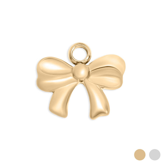 18K Gold PVD Stainless Steel Ribbon Bow Charm-WJW-Gold-The Twisted Chandelier