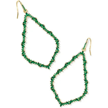 Kendra Scott Sophee Crystal Open Frame Earrings Gold Green Crystal-Kendra Scott-E00640GLD-The Twisted Chandelier