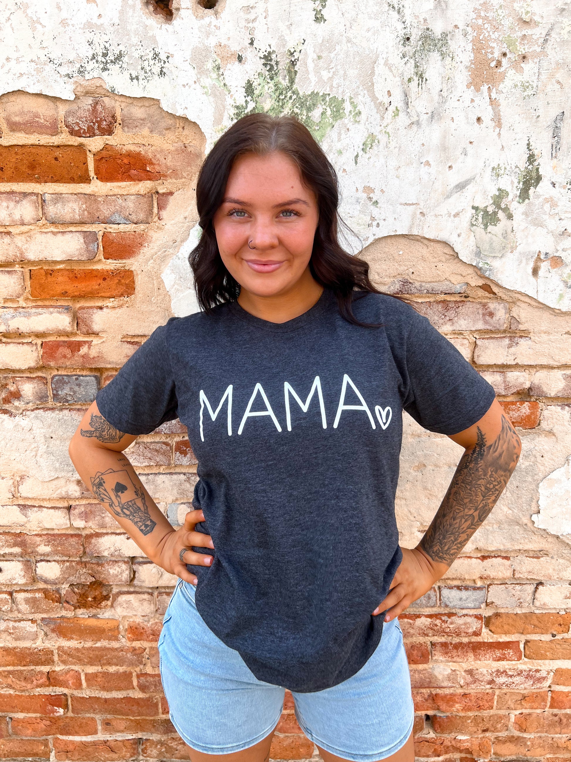 Mama Heart Graphic Tee-Apparel & Accessories-D&E Tees-BIN D2, FD 05/07/24-The Twisted Chandelier