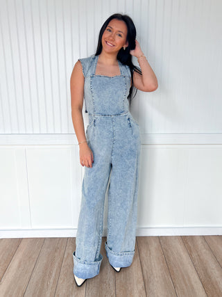 Rosie Ruffled Denim Jumpsuit-Jumpsuits & Rompers-JADE BY JANE-DJR,FD 01/23/26,JJS5035-The Twisted Chandelier