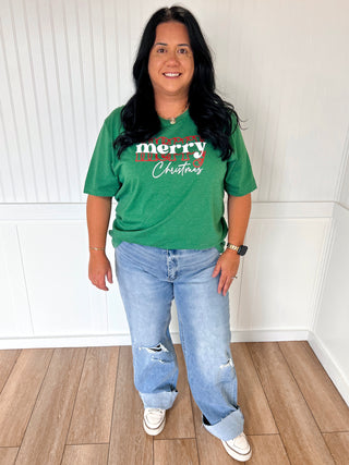 Merry Christmas Seasonal Festive Graphic Tee - Plus-Shirts & Tops-Kissed Apparel-$25 & Under Sale,Christmas tote ct1,white-The Twisted Chandelier