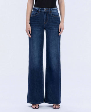 Daphne Super High Rise Full Length Dark Wash Wide Leg Jeans-Pants-VERVET by FLYING MONKEY-bottoms,T6937-24-The Twisted Chandelier