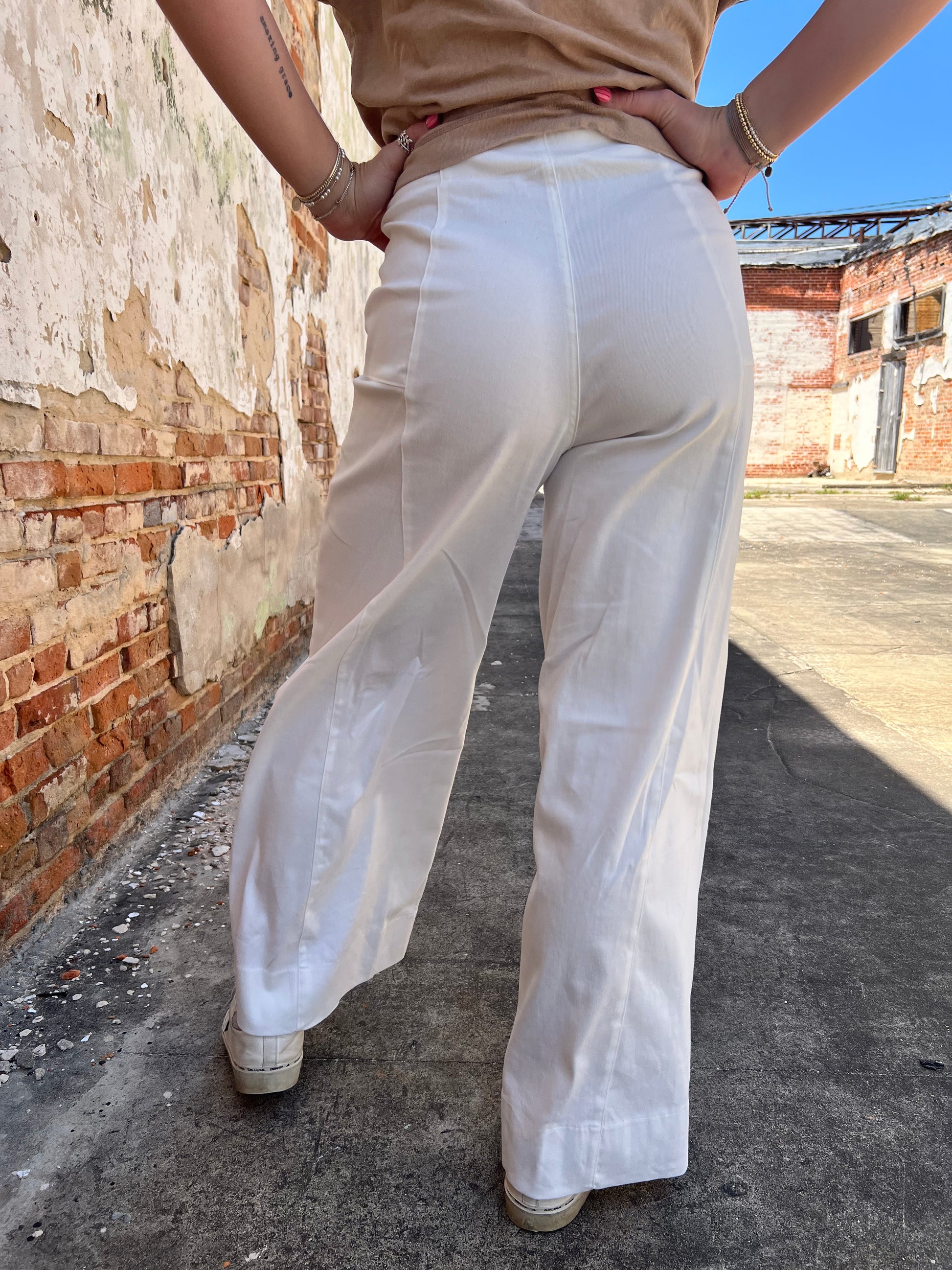 Fiona Wide Leg Full Length Stretchy Cotton Twill Pants-Apparel & Accessories-in february-Bin C5,bottoms,CR 04/16/25,FD 05/13/25-The Twisted Chandelier