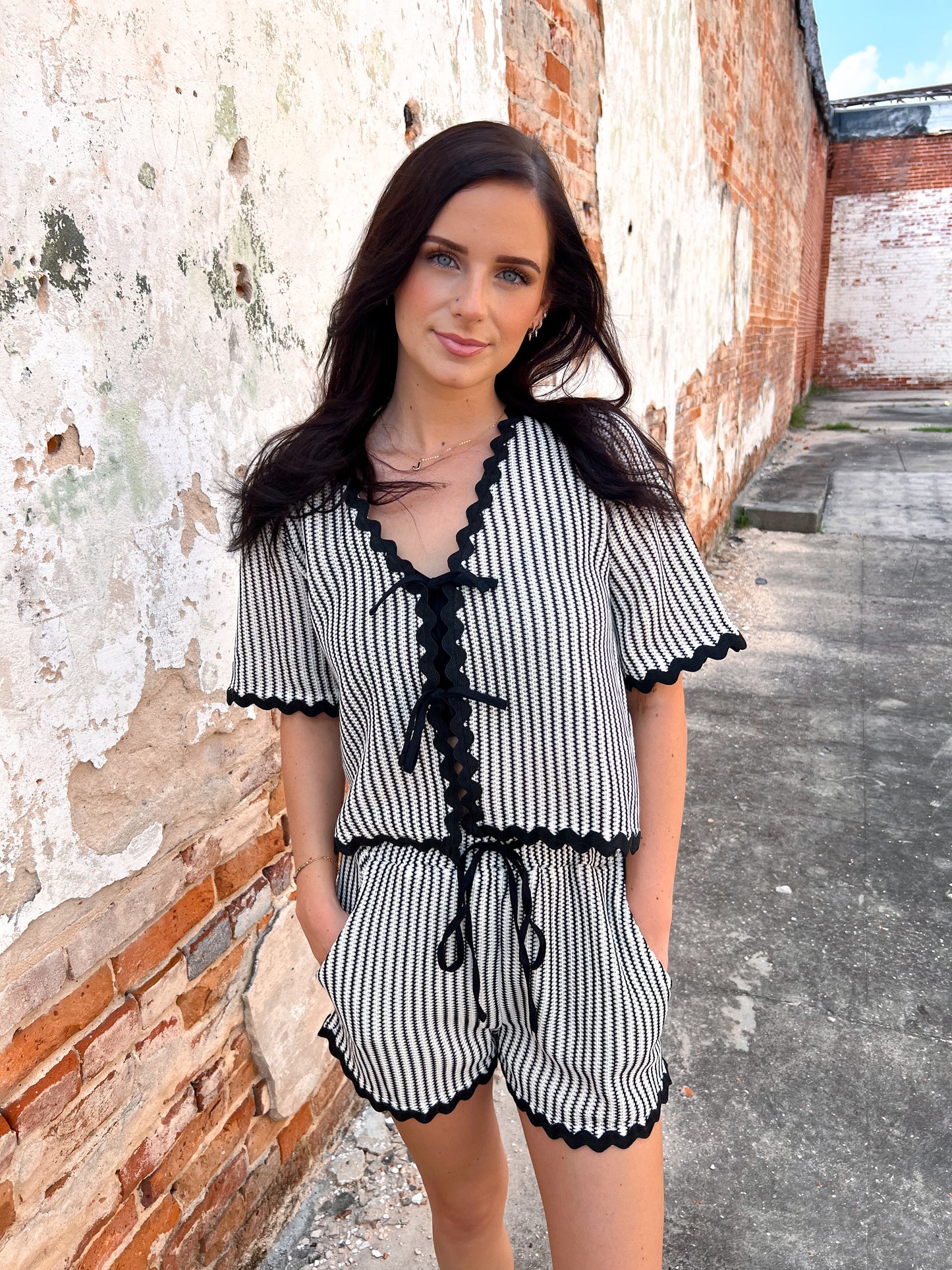 Vivi Wave Trim Detail Knit - Top-VERY J-Bin C5,FD 06/03/25,NT12019SET,Tops Collection-The Twisted Chandelier