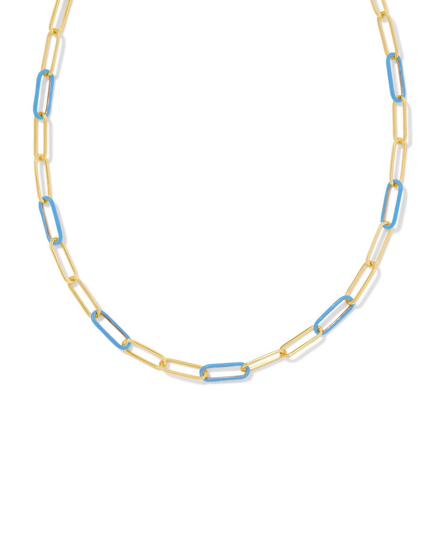 Kendra Scott Ainsley Convertible Chain Necklace Gold Light Blue Enamel-Necklaces-Kendra Scott-CR 07/31/24,FD 07/31/24,gameday,Max Retail,N00718GLD-The Twisted Chandelier