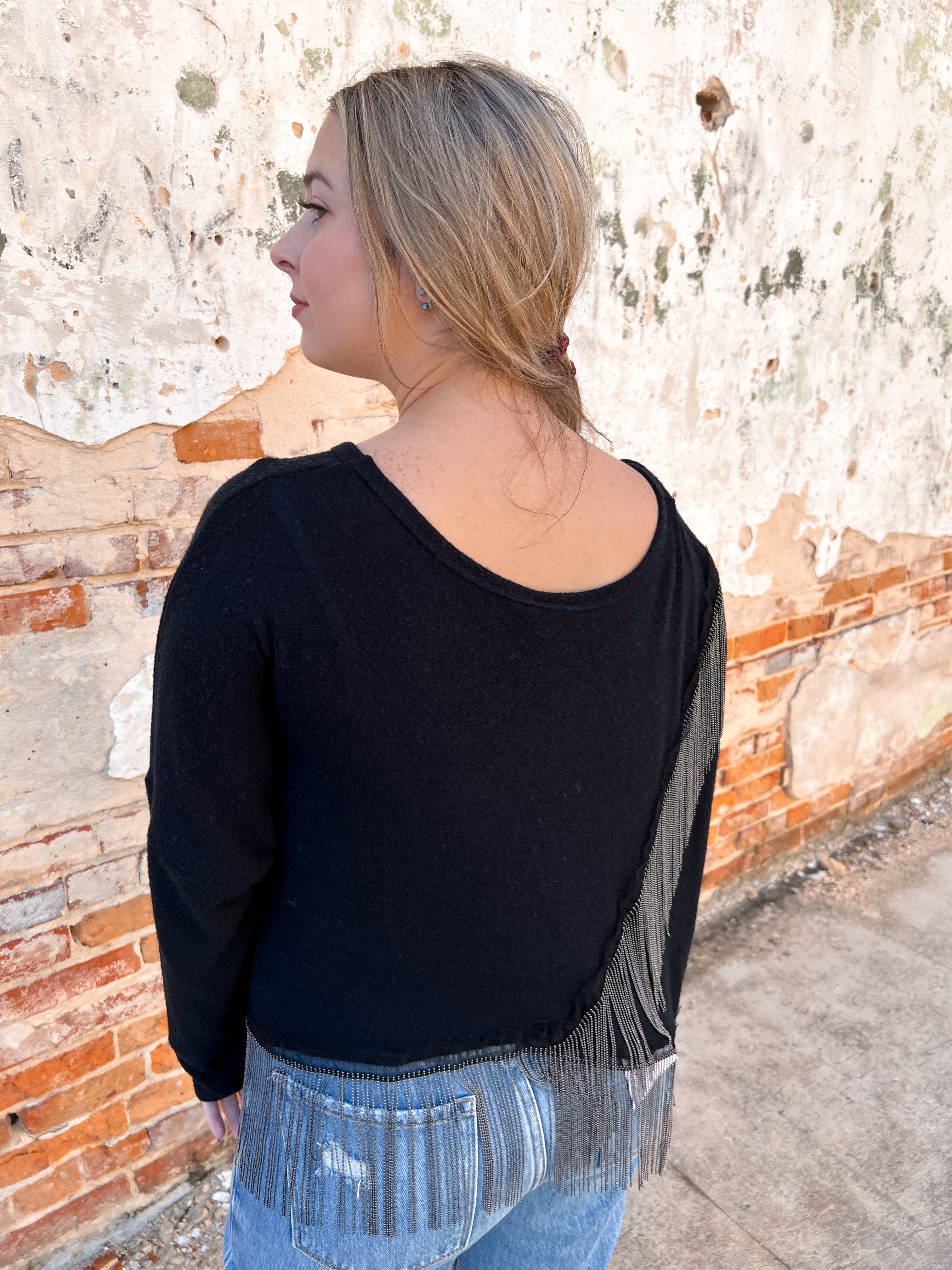 Fringe on sale hem sweater