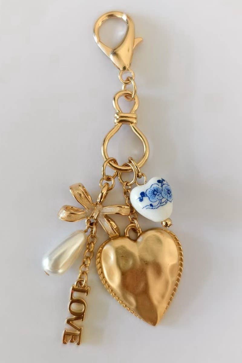 Porcelain Bow Heart Love Bag Charm-JOSSLYN by wall to wall-80K011-The Twisted Chandelier