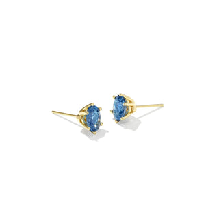 Kendra Scott Cailin Crystal Stud Earrings Gold Blue Crystal