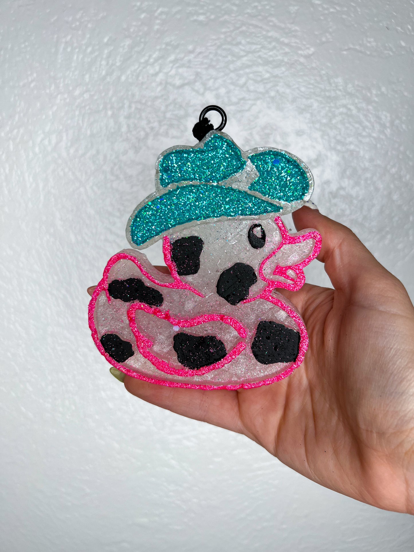 Duck with hat Freshie-Ginger & Lace-White / Black / Teal-Pink Sugar-The Twisted Chandelier
