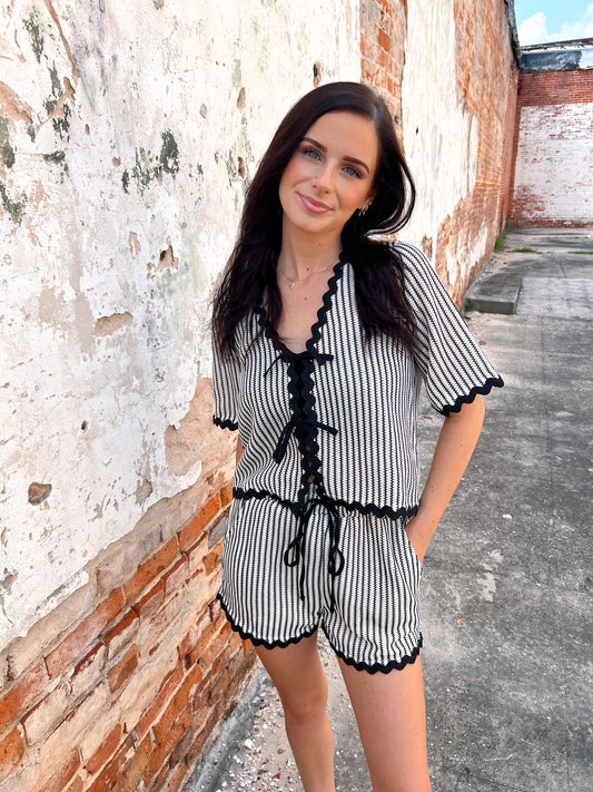 Vivi Wave Trim Detail Knit - Shorts-VERY J-Bin B5,FD 06/03/25,NT12019SET,Shorts-The Twisted Chandelier
