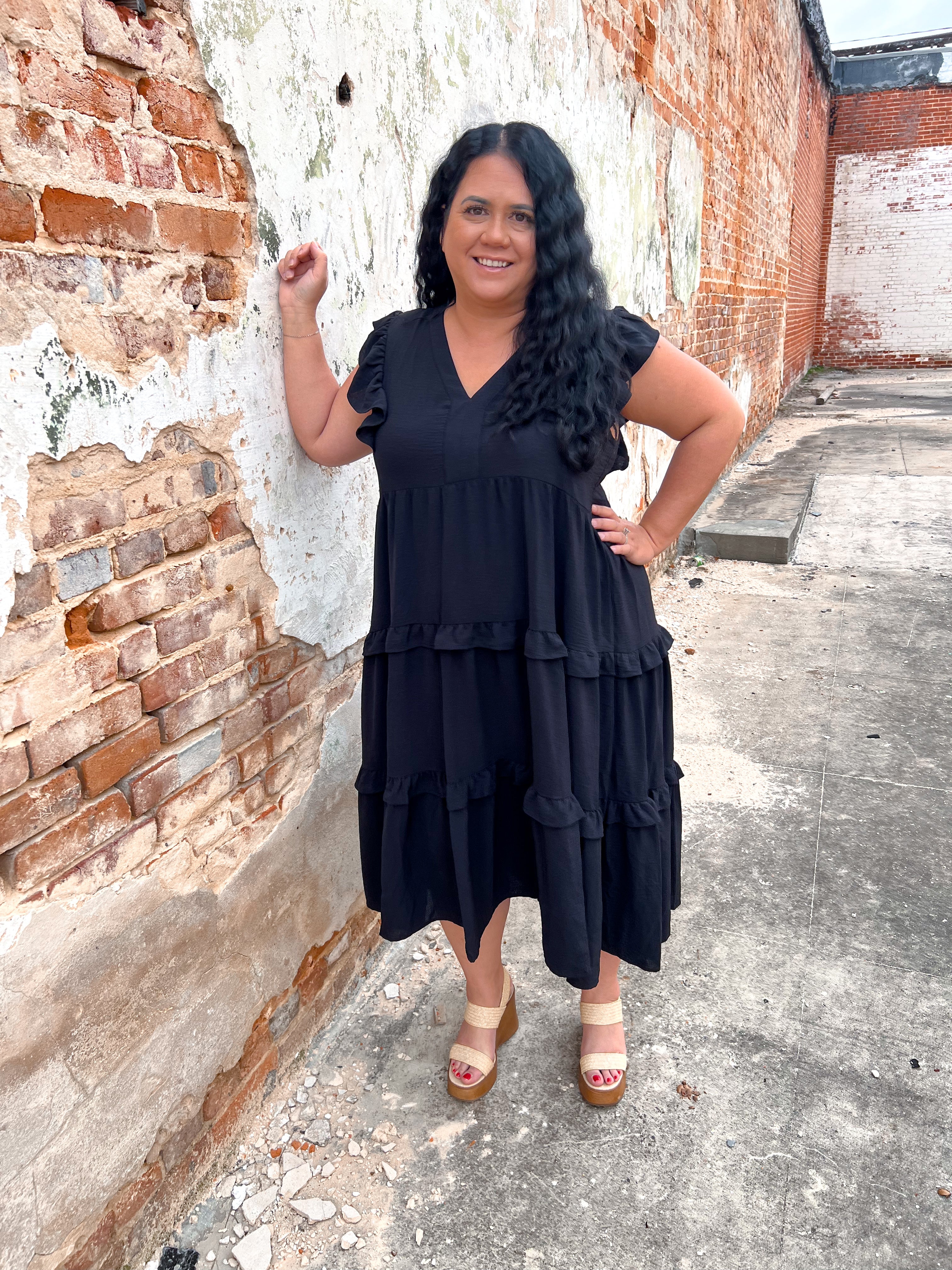 Black ruffle dress outlet plus size