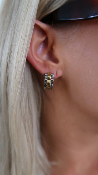 Chansutt Pearl Small Two Toned Rolly Hoops-CHANSUTTPEARLS-The Twisted Chandelier