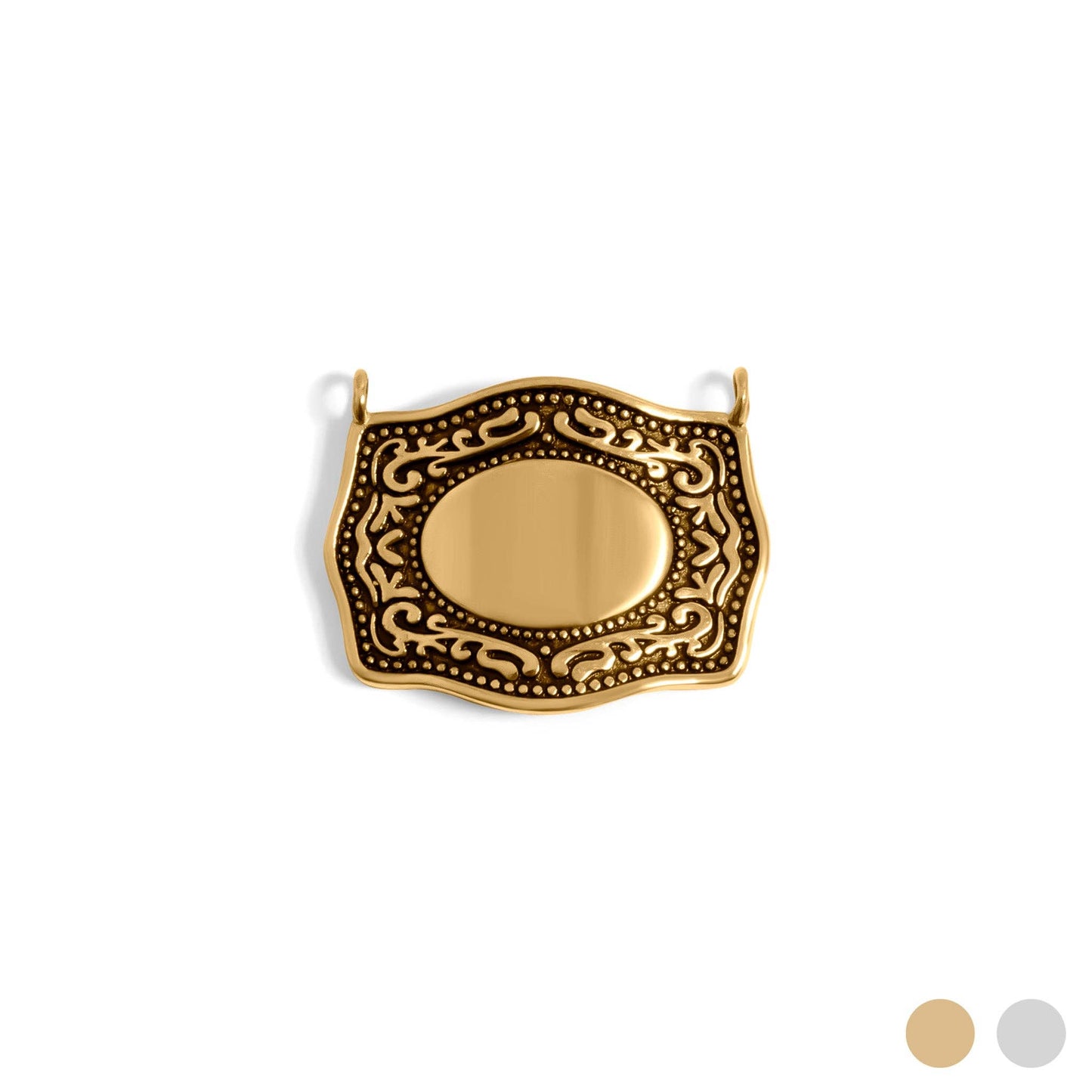 18K Gold PVD Stainless Steel Engravable Belt Buckle Charm-WJW-Gold-The Twisted Chandelier